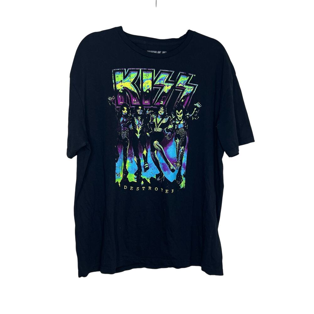 KISS Black Graphic Short Sleeve Band Tee Size XL